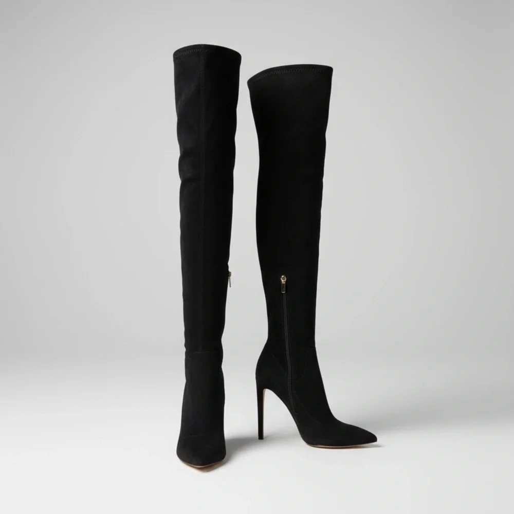 Sergio Rossi stiletto suede boots thigh high EUC
